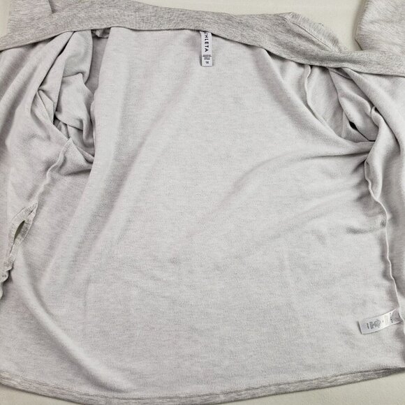 Athleta Poise Wrap Sweatshirt Womens 1X Gray Long Sleeve V Neck Soft Top NEW - Picture 9 of 15